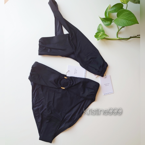 WeWoreWhat Asymmetrical Crossover Bikini Set with Gold O Ring Bottom NEW - Picture 3 of 5